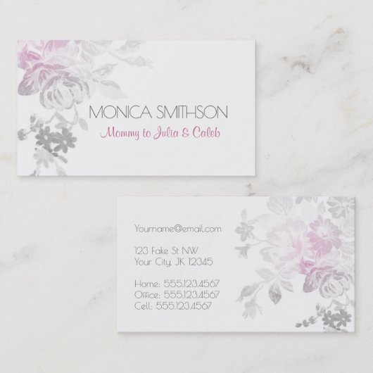roze bloemen van de persoonlijke visitekaartje van contactkaartje (Voorkant / Achterkant)