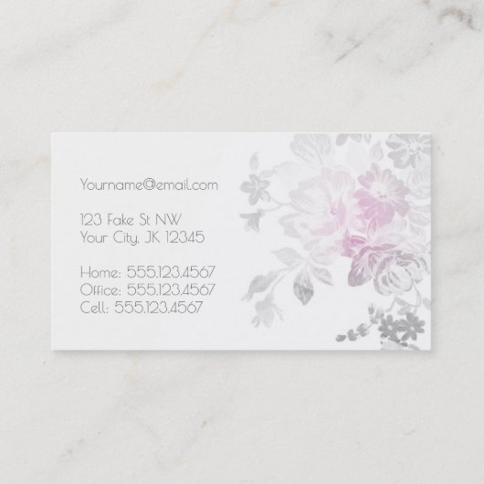 roze bloemen van de persoonlijke visitekaartje van contactkaartje (Achterkant)