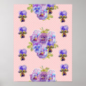 Roze bloemen van Pansy Shabby Chic Poster (Voorkant)