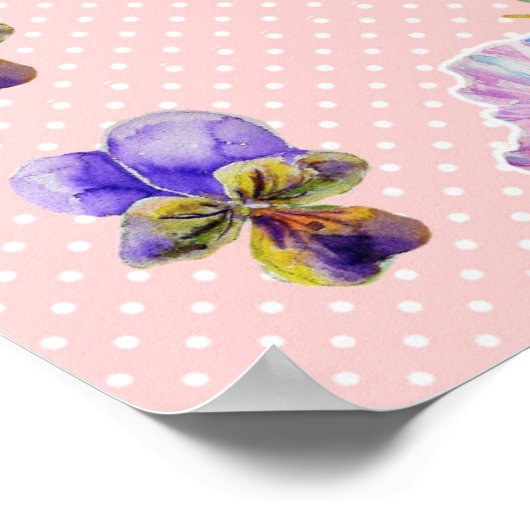 Roze bloemen van Pansy Shabby Chic Poster (Hoek)
