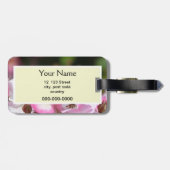  roze bloemen van wild roos voor dames bagagelabel (Achterkant horizontaal)