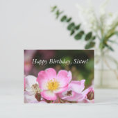  roze bloemen van wild roos voor dames briefkaart (Staand voorkant)