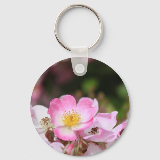  roze bloemen van wild roos voor dames sleutelhanger (Voorkant)