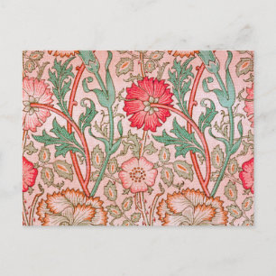 Roze bloemen van William Morris Briefkaart