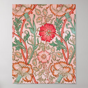 Roze bloemen van William Morris  Poster