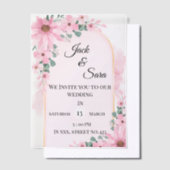 Roze bloemen Vellum Overlay Uitnodigingen (Offset)