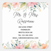 Roze Bloemen Verandering van Adres Sticker | elega (Voorkant)