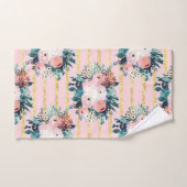 Roze bloemen Verf Gold Stripes Girly Design Bad Handdoek (Handdoek)