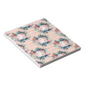 Roze bloemen Verf Gold Stripes Girly Design Notitieblok (Schuin)