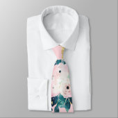 Roze bloemen Verf Gold Stripes Girly Design Stropdas (Gebonden)