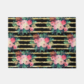  roze bloemen Verf het patroon van de gouden Strip Deurmat (Voorkant)