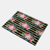  roze bloemen Verf het patroon van de gouden Strip Deurmat (Schuin)
