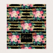  roze bloemen Verf het patroon van de gouden Strip Visitekaartje (Buitenkant ongevouwen)