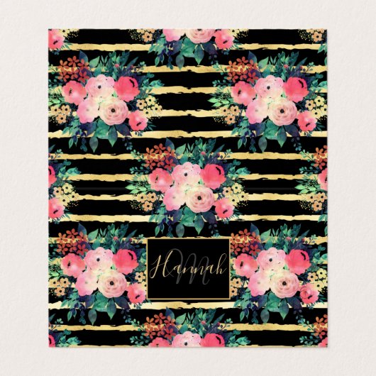  roze bloemen Verf het patroon van de gouden Strip Visitekaartje (Buitenkant ongevouwen)