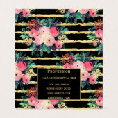  roze bloemen Verf het patroon van de gouden Strip Visitekaartje (Binnenkant ongevouwen)