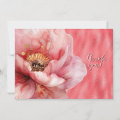 Roze Bloemen Vergroot op Glanzend Roze Dank u Bedankkaart (Voorkant)