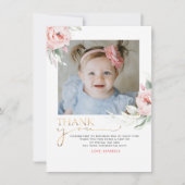 Roze Bloemen Verjaardag Dank u Foto Briefkaart (Voorkant)