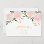 Roze Bloemen Verjaardag Flat Dank u kaart (Achterkant)