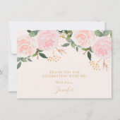 Roze Bloemen Verjaardag Flat Dank u kaart (Achterkant)