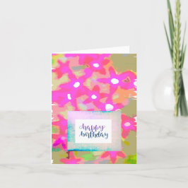 ROZE BLOEMEN VERJAARDAG KAART