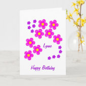 Roze Bloemen Verjaardag Kaart (Gele Bloem)