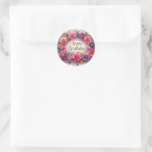 Roze Bloemen Verjaardag sticker (Tas)