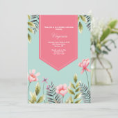 Roze Bloemen Verjaardag Uitnodiging (Staand voorkant)