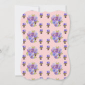 Roze bloemen verjaardagsuitnodiging voor tienermei kaart (Achterkant)