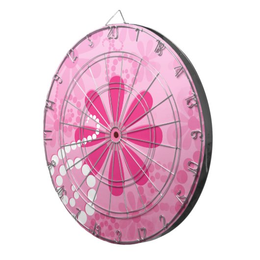  roze bloemen verkuilen traagheidspatroon dartbord (Voorkant Rechts)