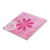  roze bloemen verkuilen traagheidspatroon tegeltje (Zijkant)