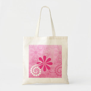 roze bloemen verkuilen traagheidspatroon tote bag