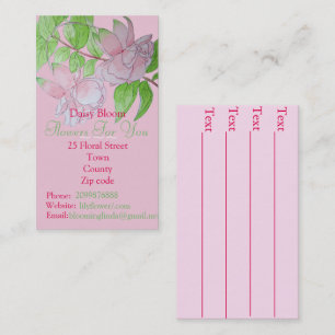 Roze bloemen verlaat bloemist visitekaartje