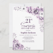 Roze Bloemen Verrassing 21e Verjaardagsfeest Kaart (Voorkant)