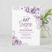 Roze Bloemen Verrassing 60e Verjaardagsfeest Kaart (Staand voorkant)
