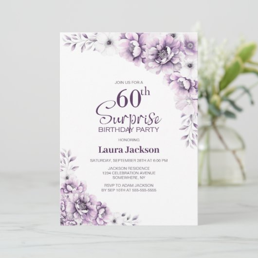 Roze Bloemen Verrassing 60e Verjaardagsfeest Kaart (Staand voorkant)