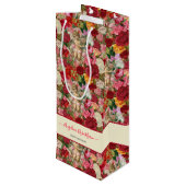  Roze Bloemen Victoriaans Cherubs Wijn Cadeautas (Achterkant Gekanteld)