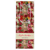 Roze Bloemen Victoriaans Cherubs Wijn Cadeautas (Voorkant)