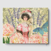 Roze Bloemen Victoriaans Vrouw Regency Gastenboek (Achterkant)