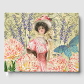 Roze Bloemen Victoriaans Vrouw Regency Gastenboek (Voorkant)