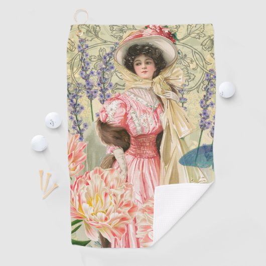 Roze Bloemen Victoriaans Vrouw Regency Golfhanddoek (Insitu)