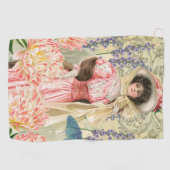 Roze Bloemen Victoriaans Vrouw Regency Golfhanddoek (Horizontaal)