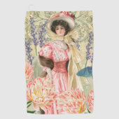 Roze Bloemen Victoriaans Vrouw Regency Golfhanddoek (Voorkant)