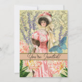 Roze Bloemen Victoriaans Vrouw Regency Kaart (Voorkant)