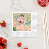 Roze Bloemen Victoriaans Vrouw Regency Servet (Insitu)