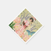 Roze Bloemen Victoriaans Vrouw Regency Servet (Hoek)