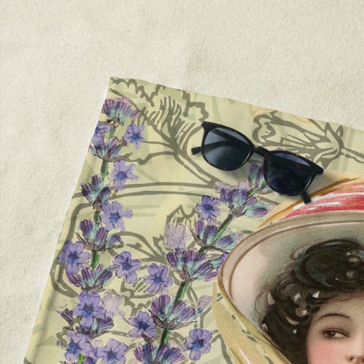 Roze Bloemen Victoriaans Vrouw Regency Strandlaken (In situ)