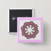 Roze bloemen vierkante button 5,1 cm (Voorkant /achterkant)