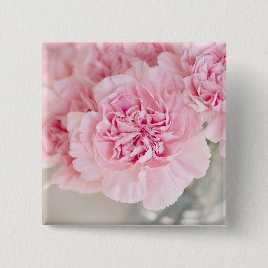 Roze bloemen vierkante button 5,1 cm (Voorkant)