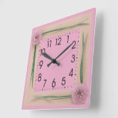 Roze bloemen vierkante klok (Hoek)