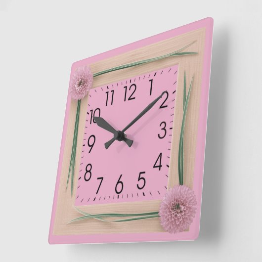 Roze bloemen vierkante klok (Hoek)